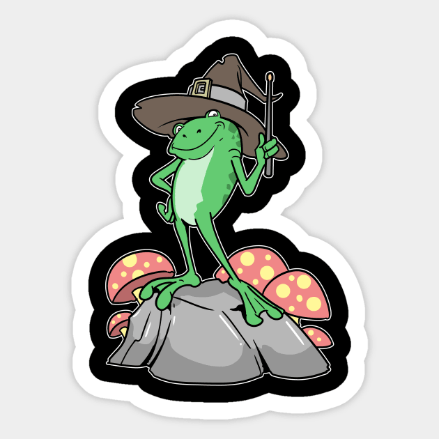 Cottagecore Aesthetic Frog Wizard Mushroom Sticker by ModernMode